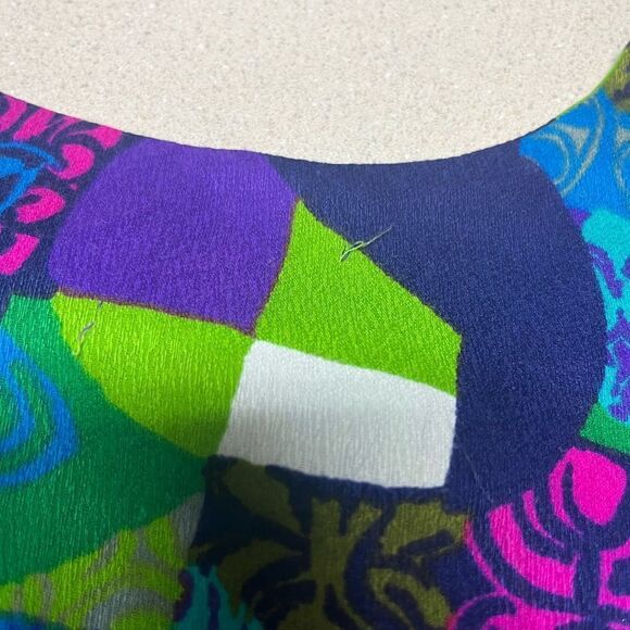 Vintage 70s Vibrant Hawaii Print Bark Cloth Maxi Dress M/L - Picture 7 of 7